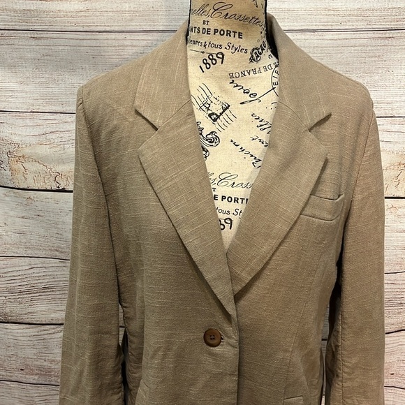 Soft Surroundings Sheridan Blazer Linen Blend Pockets One Button XS Oversized - Picture 3 of 13